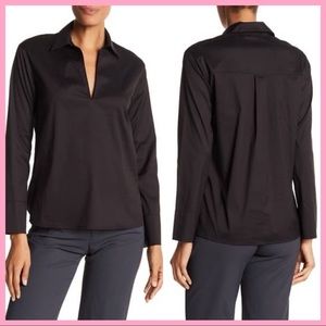 VINCE | Black Split Neck Blouse